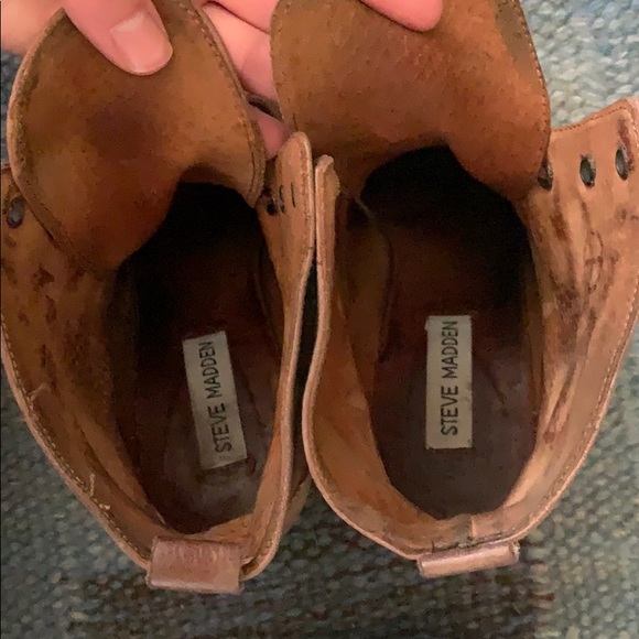 Steve Madden - brown leather lace up heeled boot - Picture 3 of 4